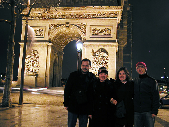 George, Mimi, Alice, and Mark at the Arc de Triomphe