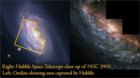 NGC 2903 with SN8 and with Hubble