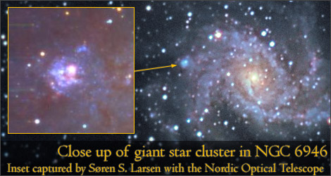 Close up giant star cluster in NGC 6946